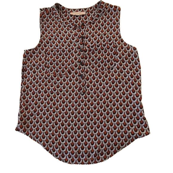 LOFT Womens Sleeveless Print Button Placket Lightweight Blouse Small - Picture 10 of 10